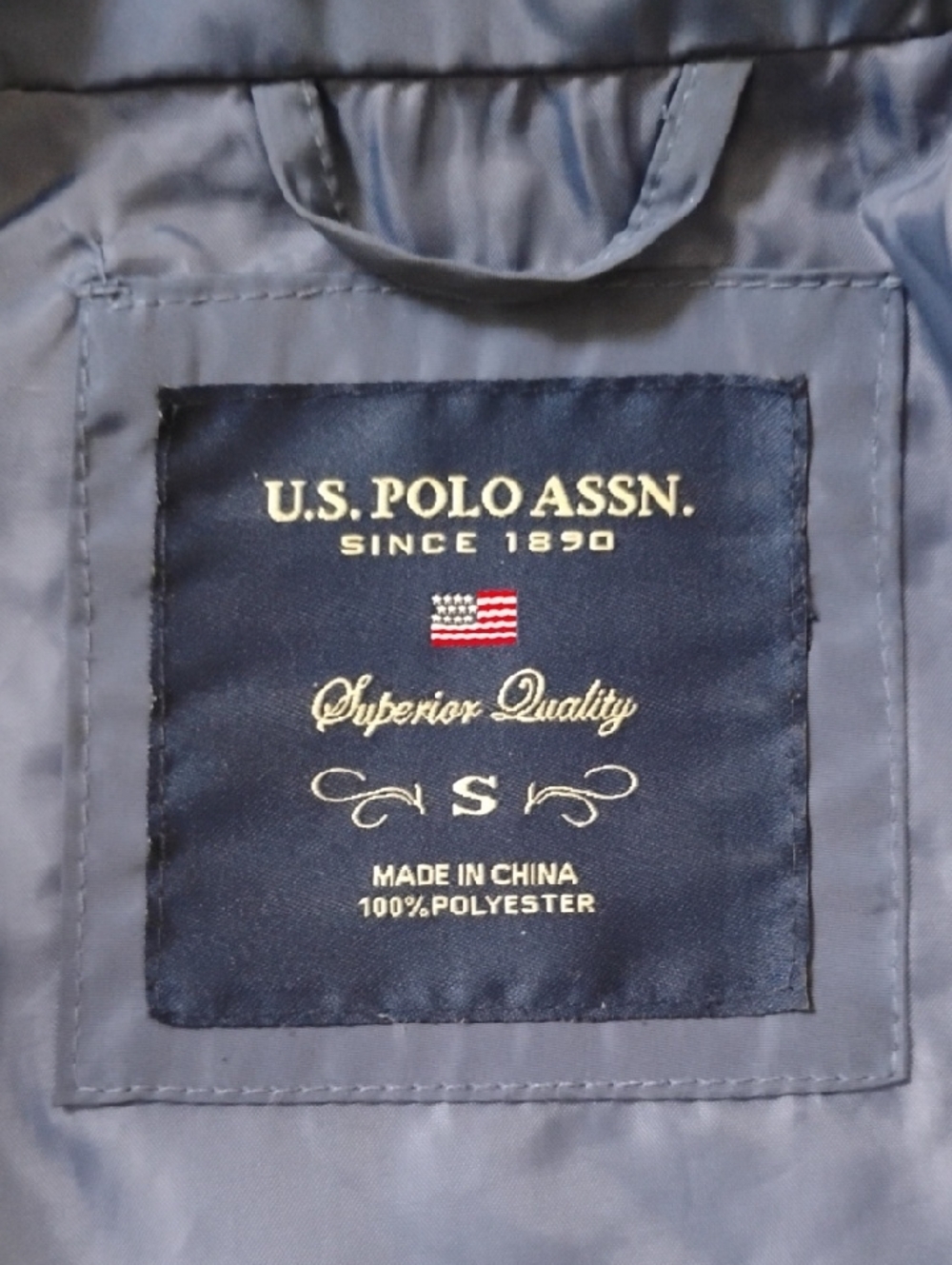 Quilted Navy U.S. Polo Assn. Jacket with Gold Emblem - Picture 4 of 4
